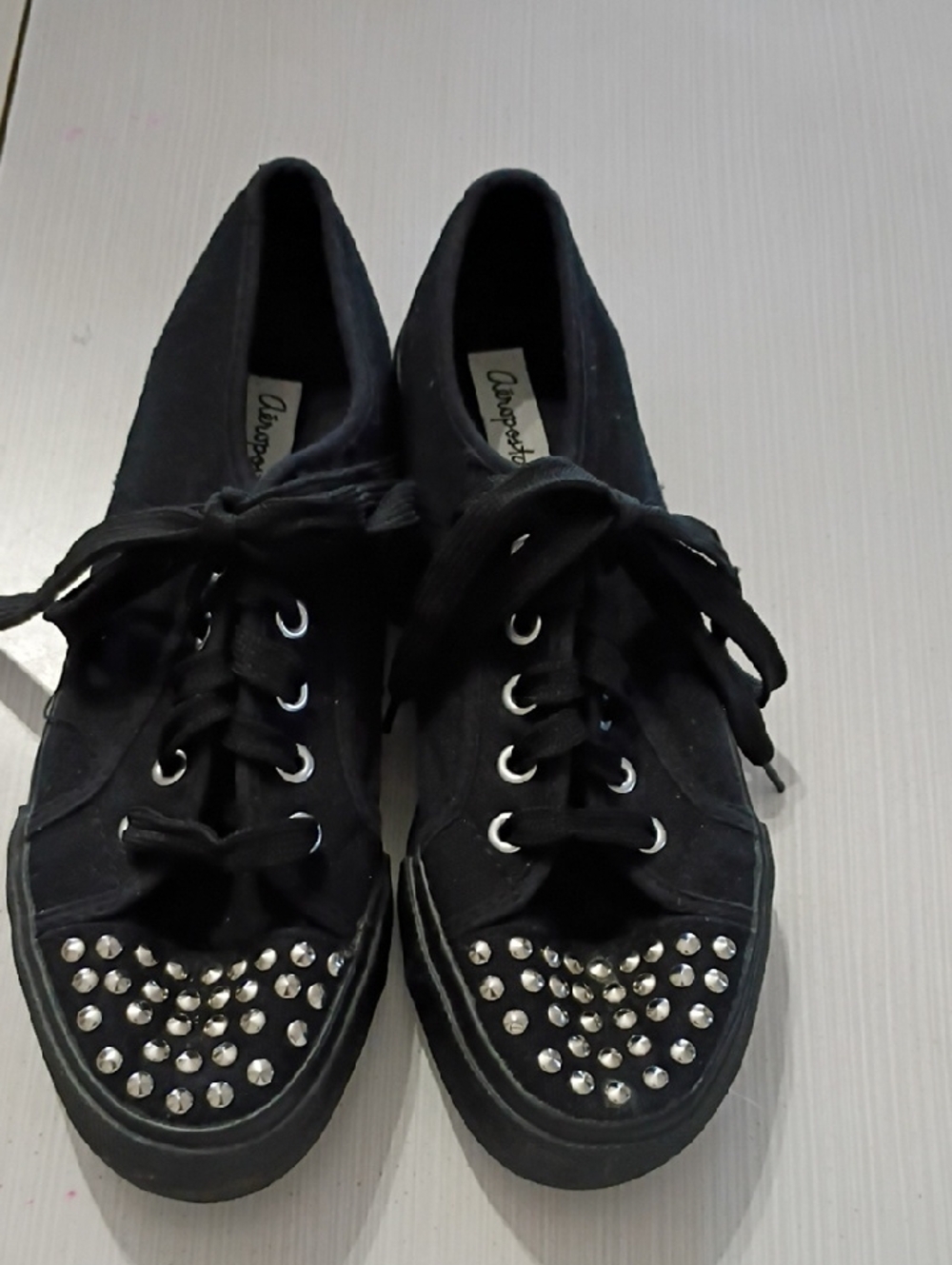 Aeropostale Black Studded Lace-Up Sneakers